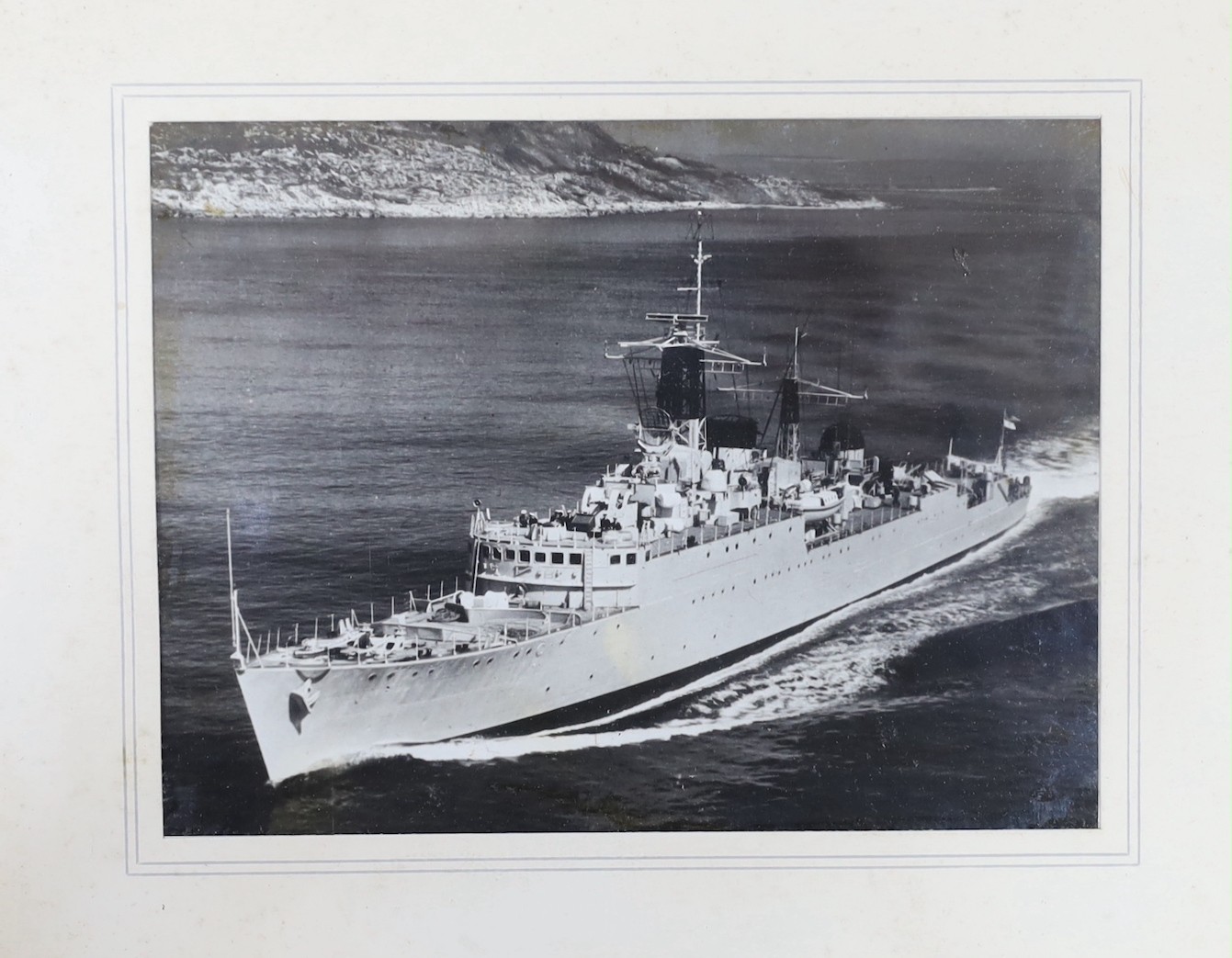 From the collection of Rear Admiral Humfrey John Bradley Moore, CBE, RI (British, 1898-1985). G. Sidney James, watercolour, HMS Vengeance, signed, 18 x 27cm, three watercolours of battleships by another hand and a group